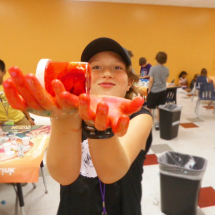 boy playing with slime